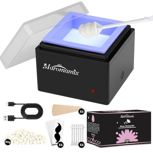 Nose Waxing Kit -Portable USB-Powered Wax Warmer for Ear-Eyebrow-Beard-Lip Hair Removal | Includes 50g Hard Wax Beans, 6 Applicators & 6 Nose Hair Sti
