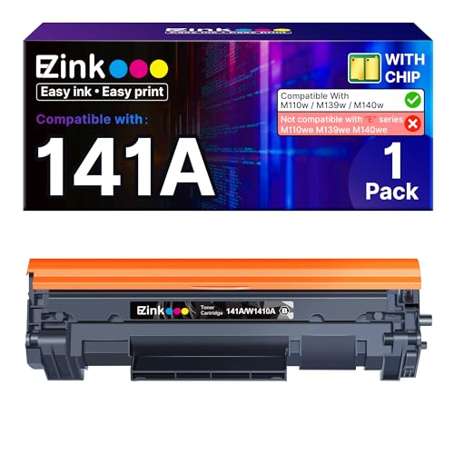 E-Z Ink 141A Black Toner Cartridge (with Chip) Compatible Replacement for HP 141 A W1410A 141X W1410X Toner Cateridge to Use with Laserjet Pro M110w M