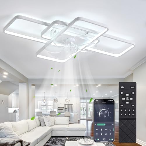 MiiR Deckenventilator Mit Beleuchtung,LED 80W Deckenventilator Mit Fernbedienung Leise Lampe Mit Ventilator Dimmbar 6-stufige Windgeschwindigkeit Deck