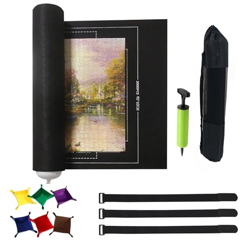 DZOMK Jigsaw Puzzle Mat Roll Up,Puzzle Storage Saver for 500 1000 1500 2000 Pieces, Saver Large Puzzles Board for Adults Kids,Felt Puzzle Roll up Mat