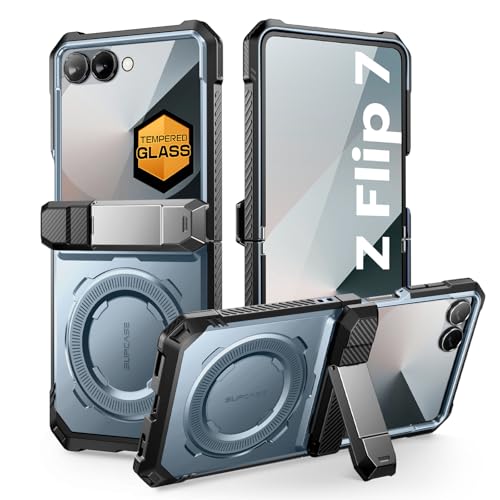 SUPCASE for Samsung Galaxy Z Flip 7 Case with Stand & Front Screen Protector (Unicorn Beetle Grip), [Support MagSafe] [Hinge Protection] Full Body Mil