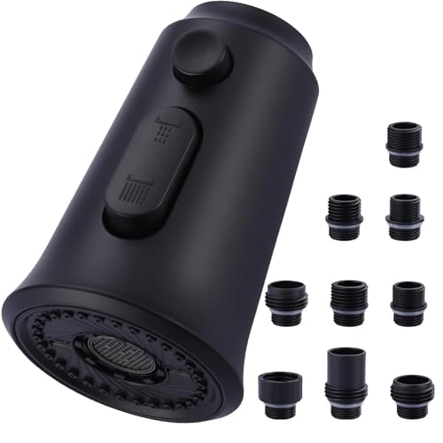 WOWOW Kitchen Faucet Head Replacement, 3 Function Pull Down Faucet Sprayer Head with 9 Adapters, Oil Rubbed Bronze Kitchen Sprayer Nozzle Compatible w