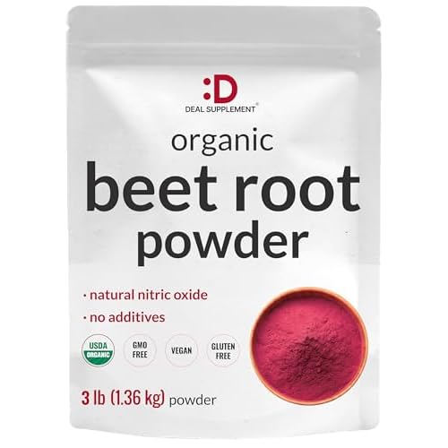 Organic Beet Root Powder, 3lbs - Raw Superfood Vegetable - Natural Nitric Oxide Supplement - Supports Pre Workout Energy, Heart, & Immune Health - Non