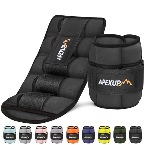 APEXUP 10lbs-Pair Adjustable Ankle Weights for Women and Men, Modularized Leg Weight Straps for Yoga, Walking, Running, Aerobics, Gym Black