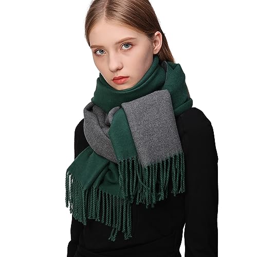 RIIQIICHY Pashmina Shawls and Wraps for Evening Dresses Scarfs for Women Fall Winter Travel Blanket Scarf Large Warm Scarves Green and Grey
