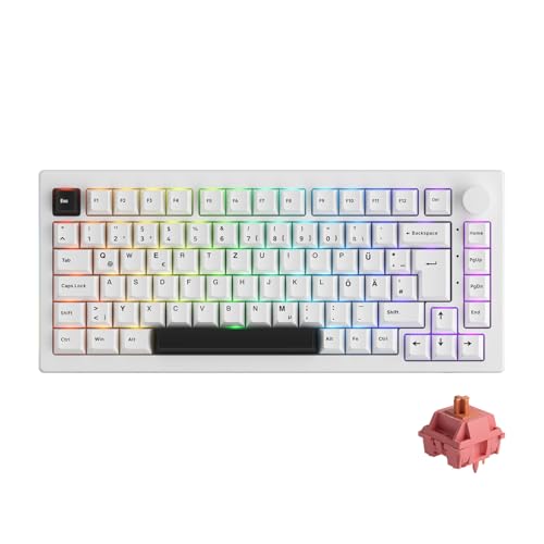 Akko 5075B Plus VIA Gaming-Tastatur, 2,4 GHz-BT5.0-kabelgebundene Tastatur mit Hot-Swap-fähigem Linearschalter, RGB, Dichtungshalterung, vierstufige
