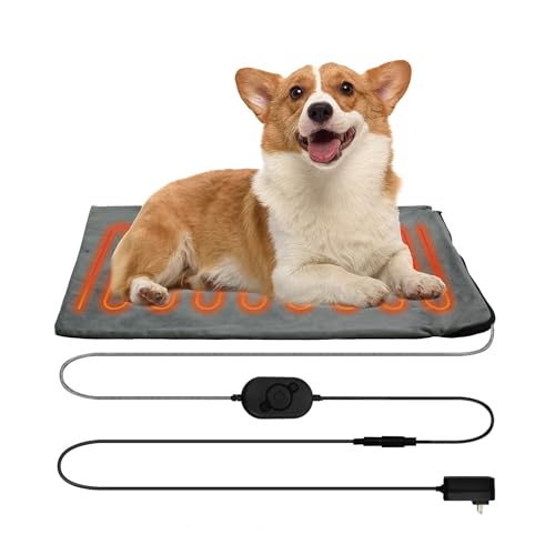 Dog Heating Mat, 22x18in Waterproof Pet Pad for Dogs Smart Thermostat Switch, Whelping Supplies Heated Dog Bed, Puppy Heating Pad Mat-Whelping Box for