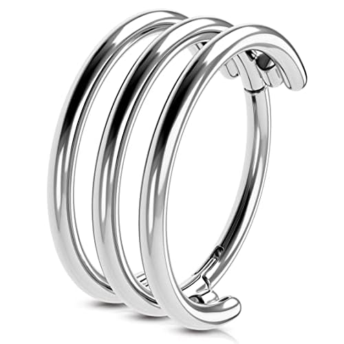 OUFER 16G Nose Rings Hoops, 316L Stainless Steel Nose Piercing Jewelry, Three Row Nose Rings for Women, Helix Cartilage Daith Rook Earrings for Women