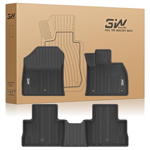 3W Car Floor Mats Fit for Toyota RAV4 XA50 2019-2025, TPE All Weather Floor Liner, Dog Friendly Black Easy to Clean Footmats, Waterproof Anti Slip Car