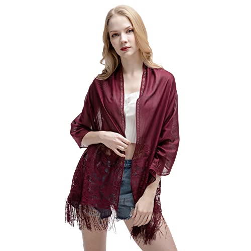 RIIQIICHY Shawls and Wraps for Evening Dresses Scarfs for Women Pashmina Wedding Formal Shawl Maroon