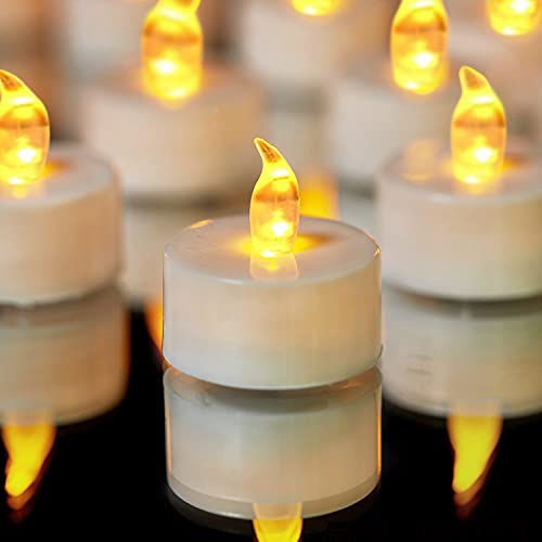 YIWER Tea Lights LED Tea Light Candles 200 Hours Pack of 50 Realistic Flickering Bulb Battery Operated Tea Lights for Seasonal Festival Celebration El