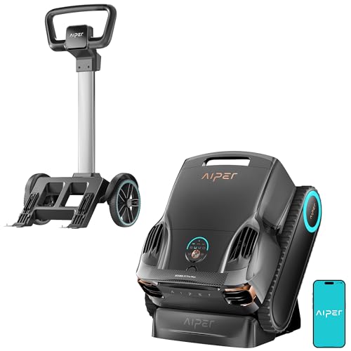 AIPER Scuba X1 Pro Max Poolroboter mit Caddy, Poolreiniger Akku Boden und Wande, Wasserlinie, Lade-Dock-kompatibel, 3 μm Ultra-Feinfiltersystem, Einf
