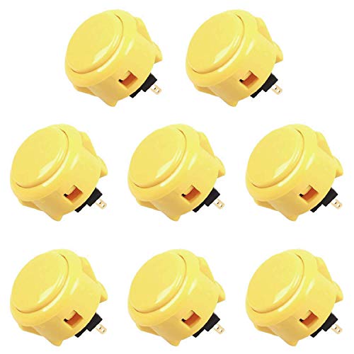 SANWA 8 pcs OBSF-30 Original Push Button 30mm - for Arcade Jamma Video Game & Arcade Joystick Games Console (Yellow) S@NWA 30mm Yellow