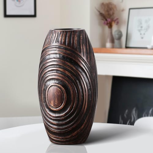 Modern Brown Resin Vase - Elegant Home Decor Accents for Dining Table, Living Room, Bookshelf, Mantel - 8.85 Inch Decorative Vase… Brown 8.9inch