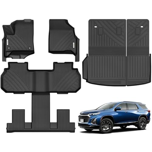 YITAMOTOR Floor Mats with Backrest Mat Fit for 24-26 Traverse(Not for 24 Limited)-Acadia Denali & 2025 2026 Buick Enclave 7 Seats TPE All Weather Cust