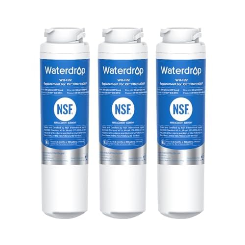 Waterdrop MSWF Refrigerator Water Filter, Replacement for GE® MSWF, 101820A, 101821B, RWF1500A, NSF 42&372 Certified, Pack of 3 (Package May Vary)