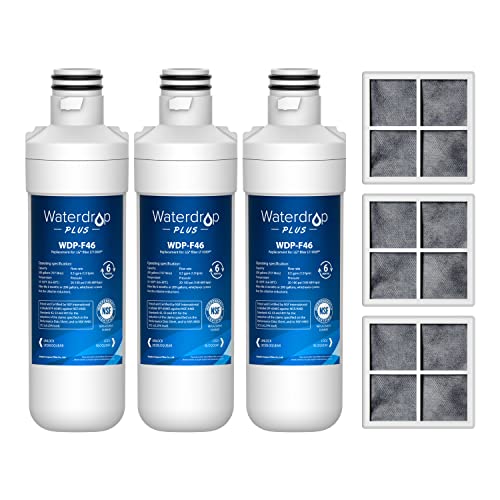Waterdrop Plus LT1000PC ADQ747935 NSF 401 Refrigerator Water Filter and Air Filter, Reduce PFAS, Replacement for LG® LT1000P®, LRFWS2906V, LRMVS3006