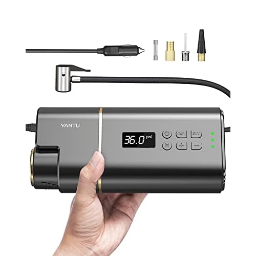 YANTU Portable Air Compressor Tire Inflator 150 Psi Wired Electric Car Air Pump, Dc 12V Tire Pump with Digital Display for Car, Bicycle, Balls & Other