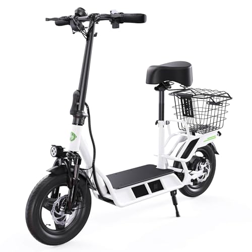 isinwheel Electric Scooter with Seat, 43-28 Miles Range & 38-21 MPH High Speed, 16-14'' Fat Tire Scooter for Adult with Mood Lights, Smart APP & NFC S