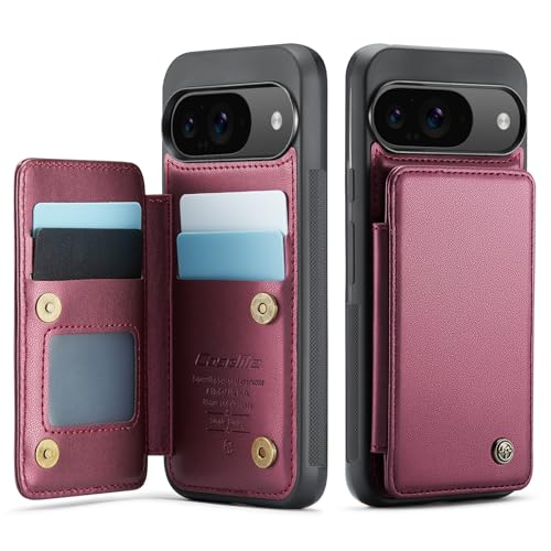 for Google Pixel 9 Wallet Case with RFID Blocking and 4 Credit Card Holder, Premium Durable Slim Leather Magnetic Clasp Kickstand Heavy Duty Shockproo