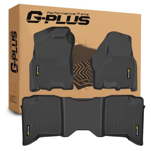 G-PLUS Floor Mats Compatible with Dodge Ram 2009-2018 Truck Crew Cab-Not Fit Quad Cab TPE All Weather Full Cover Protection 3 Piece,Black Fit Dodge Ra