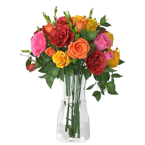 Der Rose 8 inch Clear Glass Flower Vases for Flower Bouquet Decoration Home Centerpiece Wedding Decor Gift Clear 8inch