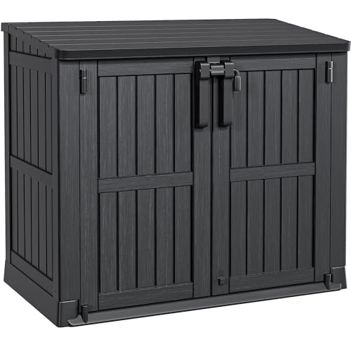 YITAHOME Outdoor Horizontal Storage Shed Without Shelf, Weather-Resistant Resin Tool Shed, Waterproof and Lockable Outdoor Storage Box for Bikes, Tras
