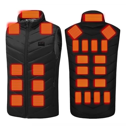 Heated Vest for Men Women, 4 Control 28 Heating Zones USB Electric Puffer Vest, Lightweight Winter Outerwear Jacket Black Medium