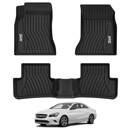 3W Floor Mats Compatible for Benz CLA 2014-2019 TPE All Weather Custom Fit Floor Liner for Benz CLA 1st and 2nd Row Full Set Car Mats Black 14. CLA|14