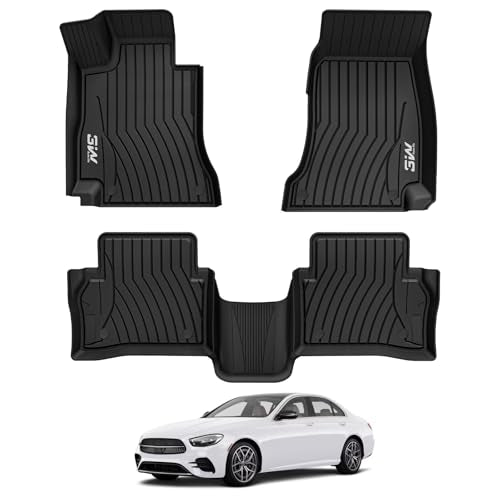 3W Floor Mats for Benz E-Class 2017-2023 Sedan & Wagon Only, E300-E350-E400-E43 AMG-E450-E53 AMG-E550-E63 AMG S TPE All Weather Floor Liner, 1st&2nd R