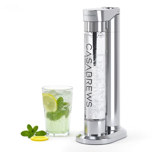 CASABREWS EDGE Sparkling Water Maker, Stainless Steel Soda Streaming Machine Compatible with 60L CO2 Carbonator (NOT Included), Soda Maker with PET Bo
