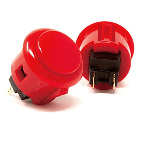 SANWA 2 pcs OBSF-30 Original Push Button 30mm Red - for Arcade Jamma Video Game & Arcade Joystick Games Console (Red) S@NWA