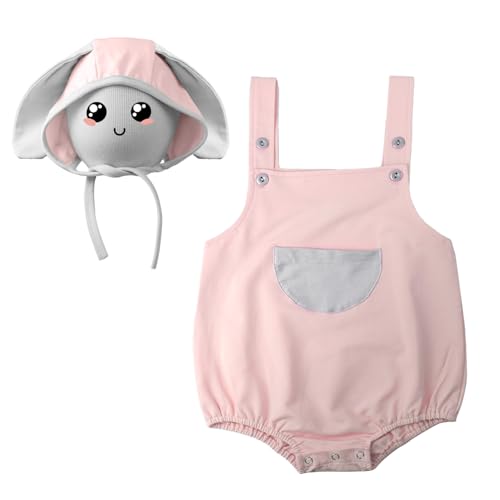 ROYLAMP Rompers My 1st Bunny Outfit Baby Jumpsuit Infant sleeveless Cute Kids Bodysuit With Hat 0-6 Months A-pink
