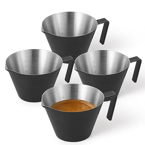 MHW-3BOMBER Espresso Measuring Cup 2oz Espresso Shot Cup Stainless Steel Sauce Cups with Handle for Tomato Sauce|Steak|Sauce|Desserts|Beverages (Matte