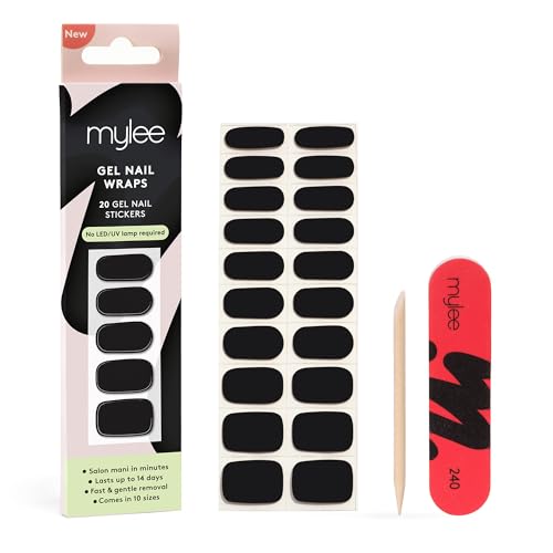 Mylee Gel Nail Wraps [Witching Hour] – 10 Pre-Cured Gel Stickers for Instant Mani – No Lamp Needed, Chip-Resistant, Glossy Finish, Lasts Up to 14