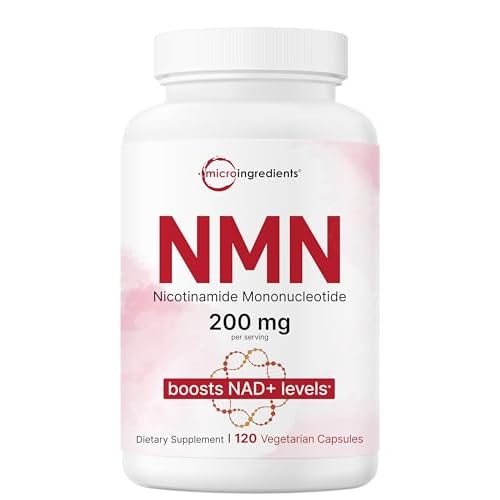 Micro Ingredients NMN 200mg Per Serving | 120 Veggie Capsules – 60 Servings | Easily Absorbed Nicotinamide Mononucleotide Form | NAD+ Precursor & NR