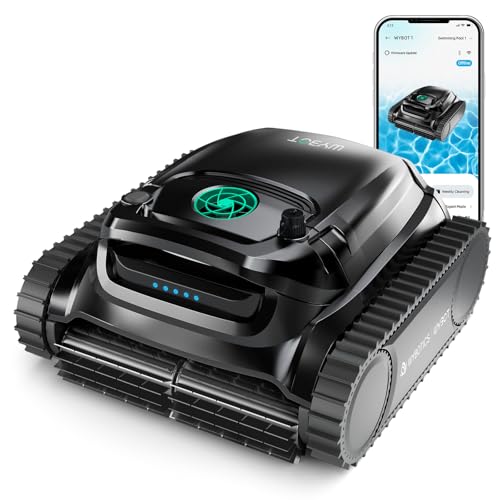 WYBOT M1 Robotic Pool Vacuum Cleaner, 7 Modes & 6 Paths, Dual Filtration, App Control, 120W Brushless Motor, 10,000mAh Battery, 300mins Runtime, Cover