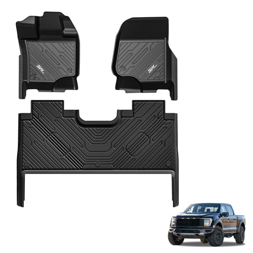 3W Floor Mats Fit for 2015-2025 2026 Ford F150 - 22-26 F-150 Lightning SuperCrew Cab with Storage All Weather Non-Silp Floor Liner Custom Fit Car Acce