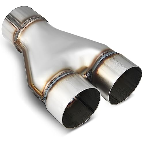 YITAMOTOR 2 1-2 Inch Exhaust Y Pipe, Stainless Steel 2.5'' Single to 2.5'' Dual ID Exhaust Adapter Connector for Car Truck, 10" Overall Length, Univer
