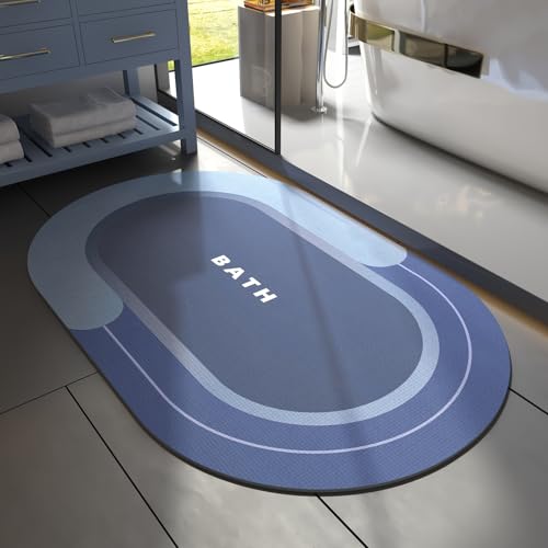 MontVoo Bath Mat - Non Slip, Quick Dry, Stain Resistant Bath Mat Rug for Bathroom Floor - Easy Care Shower Rug for Outside Bathtub - 24"x35" Navy Navy