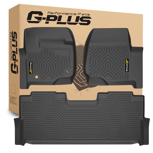 G-PLUS Floor Mats 3PCS,Compatible with Ford F250 F350 F450 F550 Super Duty Crew Cab 2017 2018 2019 2020 2021 2022 2023 2024,TPE All Weather Full Cover