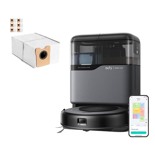 eufy Robot Vacuum Omni C20, Robot Vacuum and Mop Combo + Official Accessories, 6-Pack Large Capacity Dust Bags