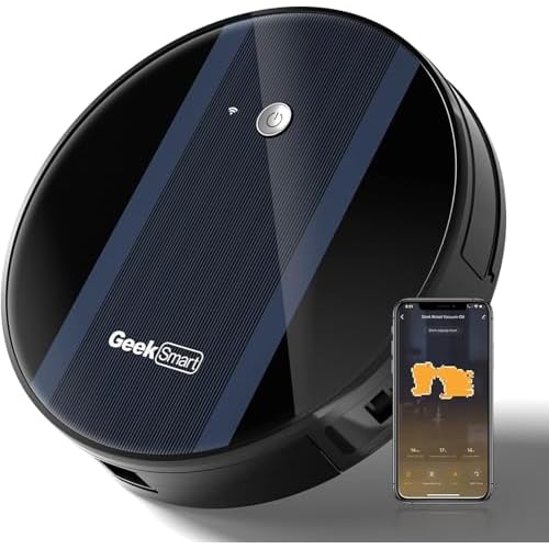 GeekTale Robot Vacuum Cleaner for Home, Strong Suction, Super-Thin, Cleans Hard Floor to Carpet, Wi-Fi Connected, 100mins Runtime