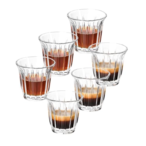 MHW-3BOMBER Shot Glasses Set of 6 Small Glass Cups 3OZ Latte Glasses for Espresso, Whiskey, Vodka, Spirits & Liquors G6190-OS Transparent 90ml-3oz