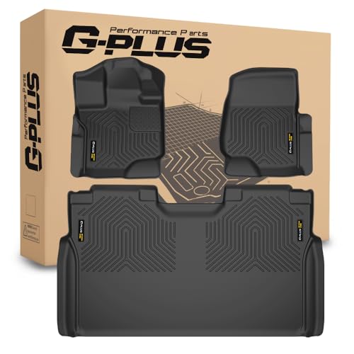 G-PLUS Floor Mats Fit Ford F150 SuperCrew 2015-2025-F150 Lightning 2022-2025 SuperCrew(w-o Fold Flat Storage), TPE Custom Fit All Weather Front & 2nd