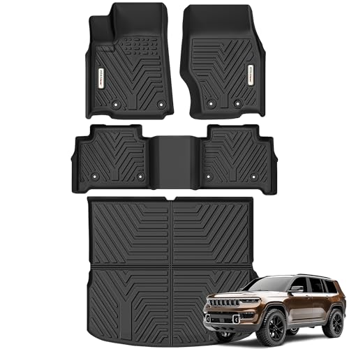 YITAMOTOR Floor Mats and Cargo Mats for 2022 2023 2024 2025 Jeep Grand Cherokee (Include 4xe NOT for L or WK), TPE All Weather 1st & 2nd Rows and Trun