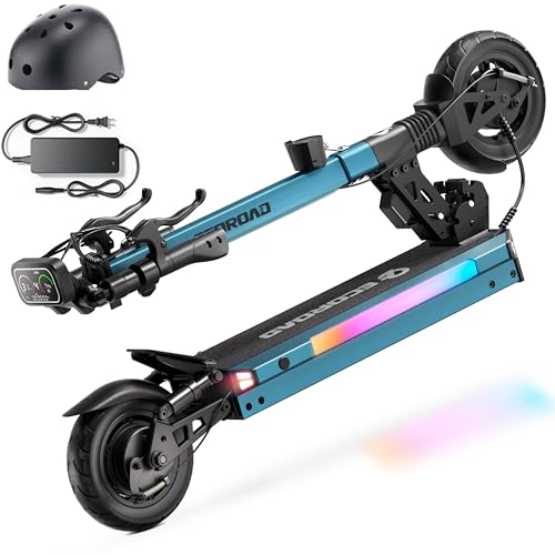 ES4 Electric Scooter for Adults, 800W Motor, 25MPH, 18-25 Miles Range, 330LBS Load, 8.5" Off-Road Tires, RGB Lights & APP Control ES4 Blue with Helmet