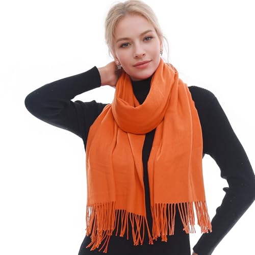 RIIQIICHY Scarf for Women Scarves and Wraps Winter Warm Pashmina Shawl for Cold Weather Orange