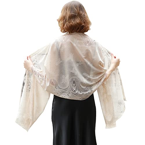RIIQIICHY Shawls and Wraps for Evening Dresses Scarfs for Women Pashmina Wedding Formal Shawl Beige-3