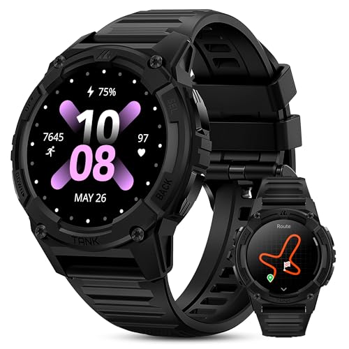 KOSPET S2 Montre Connectée Homme Femme GPS, 1.32" Écran Toujours Activé AMOLED 5ATM Étanche Boussole Baromètre Appel, Smartwatch 170+ Modes Sport
